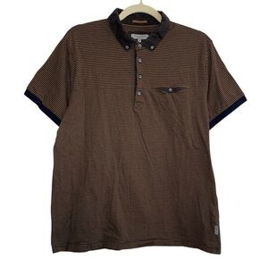 Ted Baker striped polo shirt Henley ringer rugby preppy stretchy formal event XL
